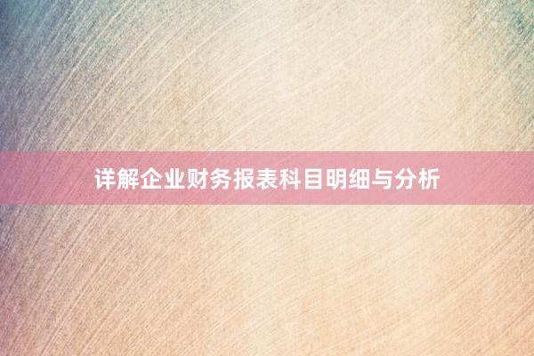 详解企业财务报表科目明细与分析